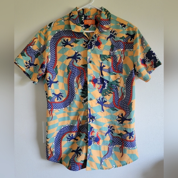 Negative Space Other - Men's Negative Space Sz Small Bold Dragon Print Casual Shirt LIKE NEW